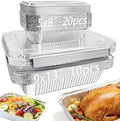 Notwoe® 30pc Disposable Aluminum Pans With Lids, 9x13 (10pc) And 8.2x5.7 Square (20pc) Combo Set, Disposable Baking and Cake Pan. (30 Pack w/Lids)