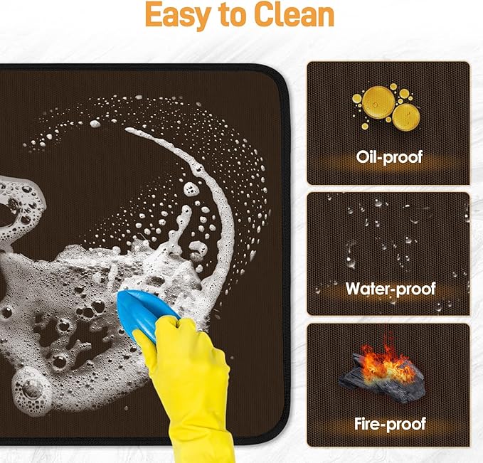 Heat Resistant Mats for Countertop - Fireproof 16x20in Heat Resistant Mats for Air Fryer - Kitchen Countertop Protector for Air Fryer, Coffee Maker, Stand Mixer, Toaster, Oven Brown - 2PCS
