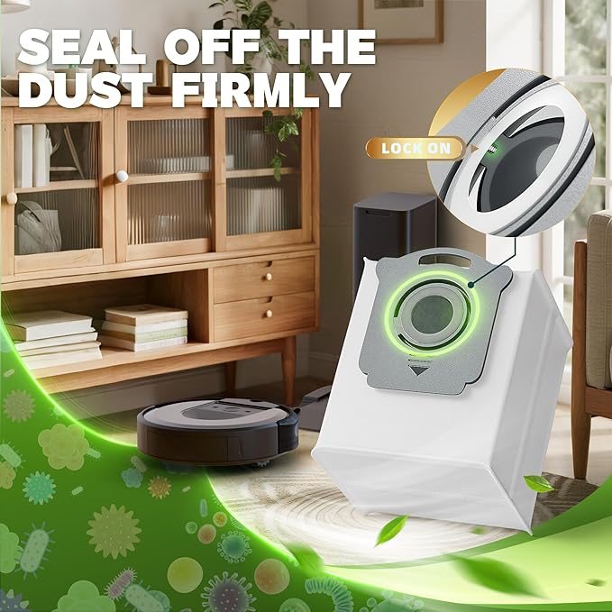 Vacuum Bags Replacement Compatible with iRobot Roomba i7, i7+, i3, i3+, i1+, i4, i4+, i6, i6+, j7, j7+, i8, i8+,s9, s9+ Plus, i & s & j Series Clean Base Automatic Dirt Disposal Bags, Pack of 3