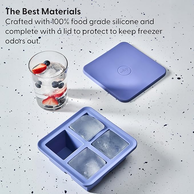 W&P Peak Silicone Extra Large Cube Ice Tray w/ Protective Lid | Charcoal | Easy to Remove Ice Cubes | Food Grade Premium Silicone | Dishwasher Safe, BPA Free