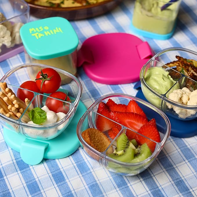 Yumbox Snack Bowl, Leakproof 3 Compartments, Removable Lid, Microwave, Dishwasher Safe, Kids Snacks, Granola Bowl, Snacks for school, work, travel (Hazy Purple)