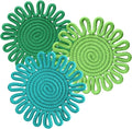 Aesthetic & Colorful Boho Trivets for Hot Dishes, Trivets for Hot Pots and Pans, Potholders for Kitchen, Heat Resistant Hot Pads for Countertops,Table Decorations,Set of 3, 100% Cotton,7.5"(Green)