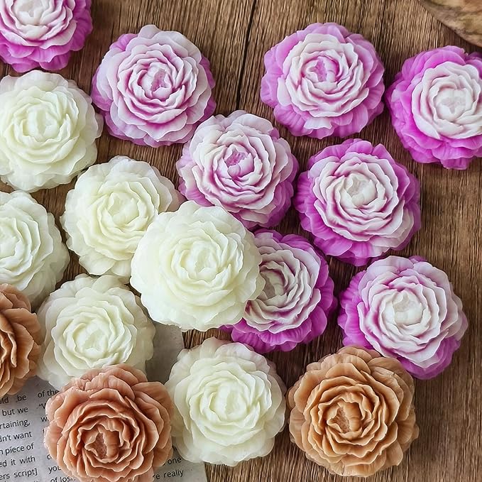 3 Cavities Peony Flower Soap & Candle Mold - Silicone 3D Molds for Flower, Peony & Home Decor - Resin Casting & Making Molds