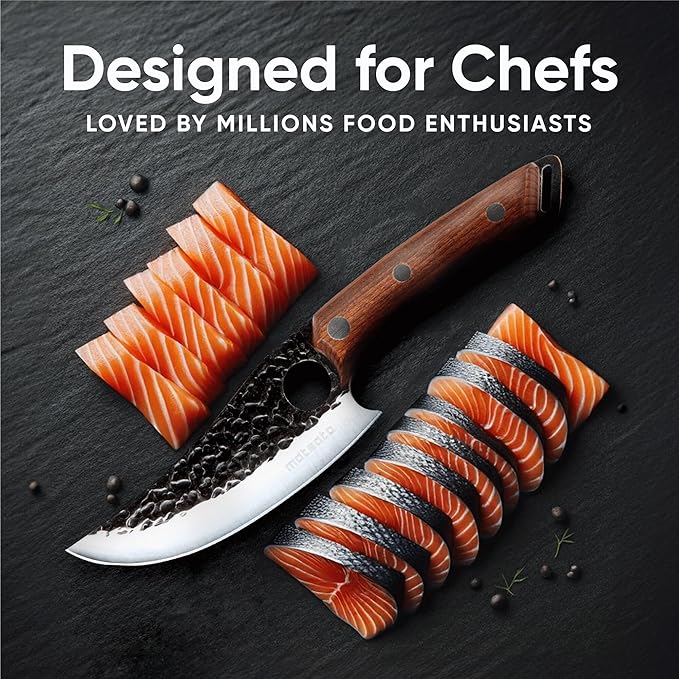 Matsato Chef Knife - Perfect Kitchen Knive for Cooking, Chopping. Japanese Steel Knife for Home, BBQ. For Balance & Control, 6.3 Inch