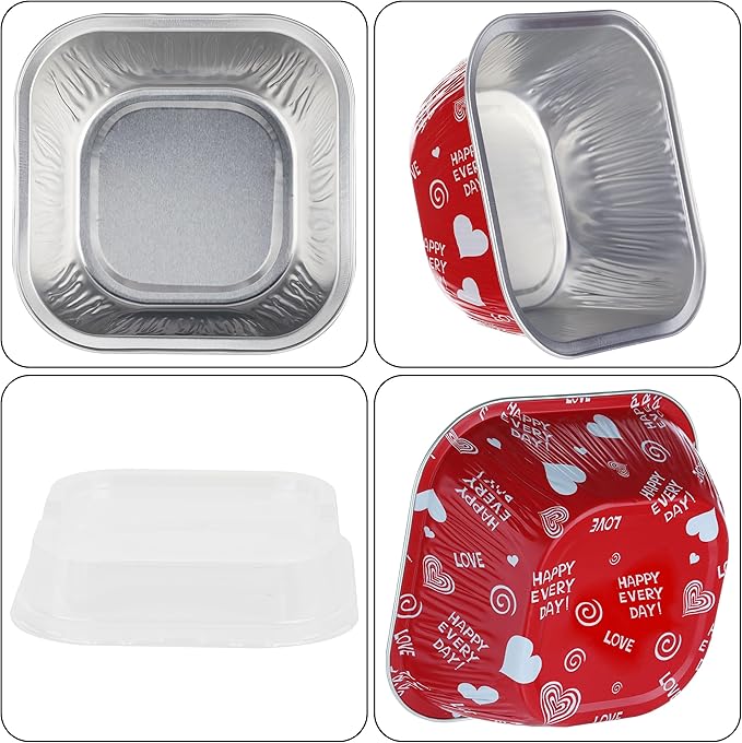 30PCS 7.8OZ Foil Baking Cups with Lids - Mini Cake Tins & Pans for Holiday Gifts, Happy Hour