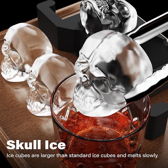 Skull 3D Ice Ball Maker - Large Crystal Clear Ice Cube Tray - Whiskey Bourbon Cocktails