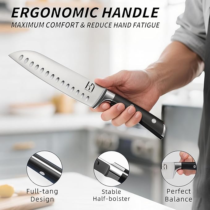 Knife Set with Block, Japanese 15 PCS Ultra Sharp Ktichen Knives Set, High Carbon Stainless Steel Knife Block Set with Sharpener, Professional Knives with Ergonomic Handle for Home Chefs