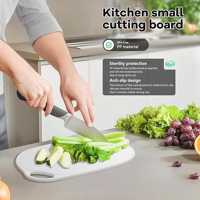 Li&Zhao Plastic Cutting Boards for Kitchen - Chopping Board Small Cutting Board for Meat Cutting Mats for Kitchen Cooking(White)
