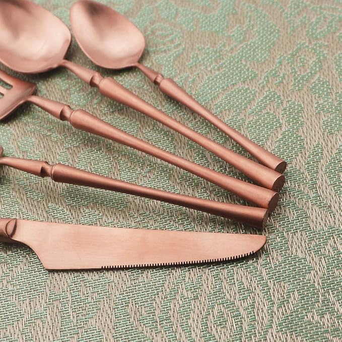 Gugrida Unique Flatware Set - 20 Piece Iridescent Silverware Sets | 18/10 Stainless Steel Reusable Cutlery Set | Luxury Rose Gold Utensils Service For 4 with Dessert Fork, Knife, Spoon, Dinner Fork