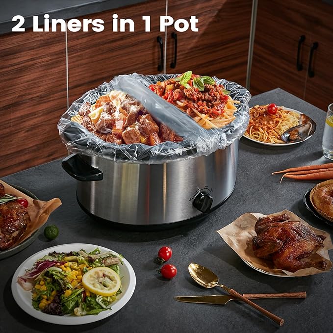 Slow Cooker Liners, Hotensil 13"x 21" 30 Count Cooking Bags Large Size Disposable Pot Liners, Fit 3QT to 8.5QT for Slow Cooker Cooking Trays, Multi-Purpose Durable Liners Plastic Bags, BPA Free