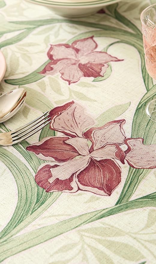 patdrea Designer Green Long Rectangle Tablecloth,Framhouse Vintage French Violets Pattern Elegant Tablecloths,Table Cover Decor for Kitchen Dining Christmas,Party,Thanksgiving,63"x102"-Tara a