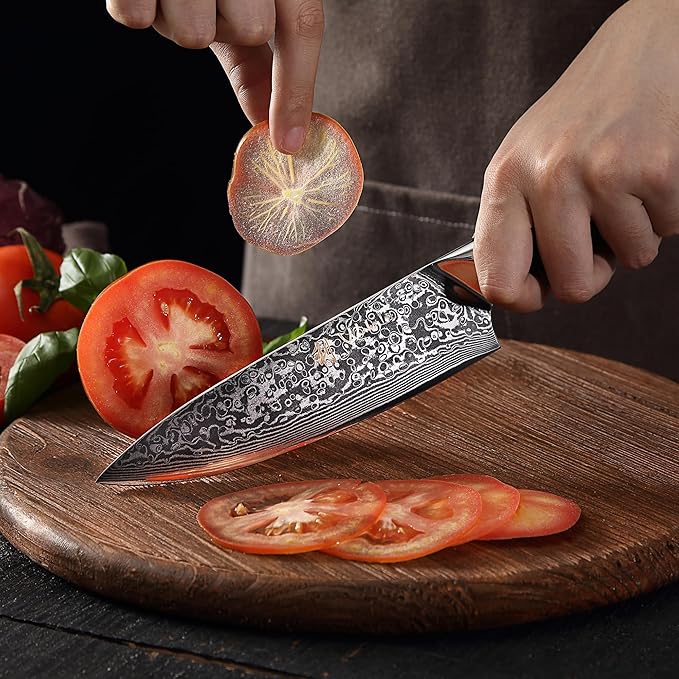 Wakoli Knife Block Sets – 5-Piece Professional Damascus Kitchen Knife Set with Magnetic Block | G10 Handles & VG10 Core | Gift Box (Elite Cuisine)