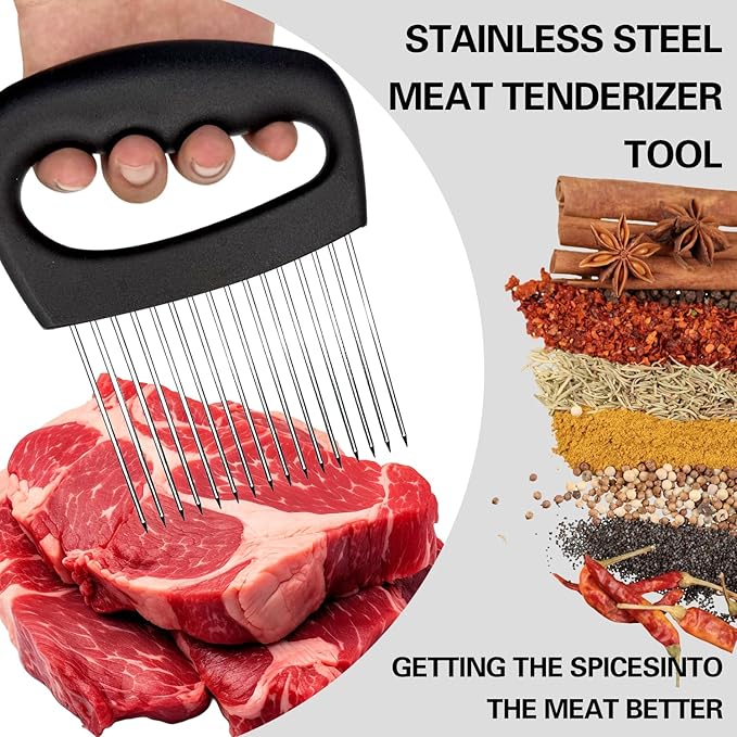 Extra-Large Onion Holder for Slicing, Onion Cutter Vegetable Chopper, Extra-Large Tomato Slicer with 16 Long Needles, Stainless Steel Tomato Potato Slicer, Meat and Food Slicing