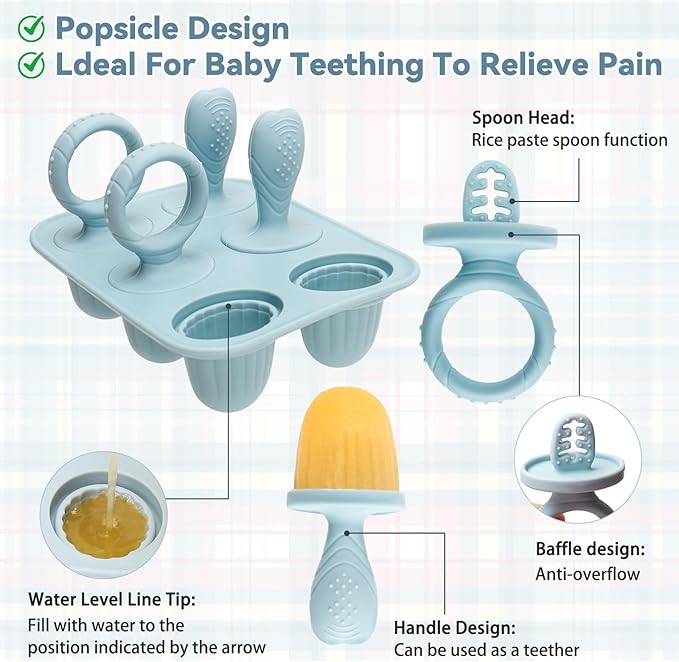 Silicone Baby Popsicle Molds with Sticks, Mini Popsicles Molds for Babies Breastmilk Popsicle Molds for Teething Relief, Frozen Treats Maker Popsicle Maker Ice Pop Mold for Toddlers Kids