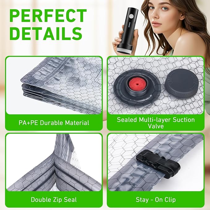 Vacuum Seal Bags for Clothing with Wireless Electric Pump - Travel & Home Use, 9 Pack Ideal Space Saver Vacuum Storage Bags, Travel Vacuum Bags for Luggage