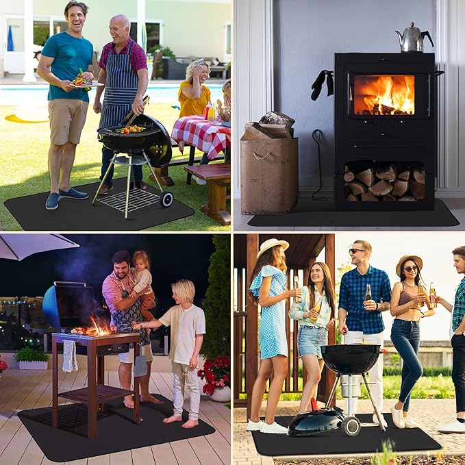 48×36 Inch Under Grill Mats for Outdoor Grill, Hearth Rugs for Fireplaces Fire Resistant, Gas and BBQ Grill Oil-Proof Water-Proof Protector for Decks, Patios and Indoor Grill