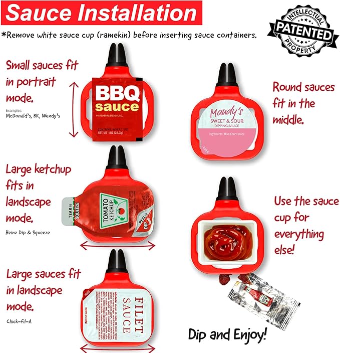 Saucemoto Dip Clip | An in-car sauce holder for ketchup and dipping sauces. As seen on Shark Tank (2 Pack, Gray)