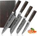 Wakoli ESE 4-Piece Damascus Knife Set – Professional Chef Knives | 67-Layer VG10 Core Steel | Santoku, Chef, Small Santoku & Office Knife | Ergonomic Pakkawood Handles | Gift Box