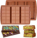 2 Pcs Dubai Chocolate Bar Mold Deep Silicone 0.85 Inch Large Stuffed Chocolate Molds Nonstick Break Apart Square Shape Thick Candy Bar Molds