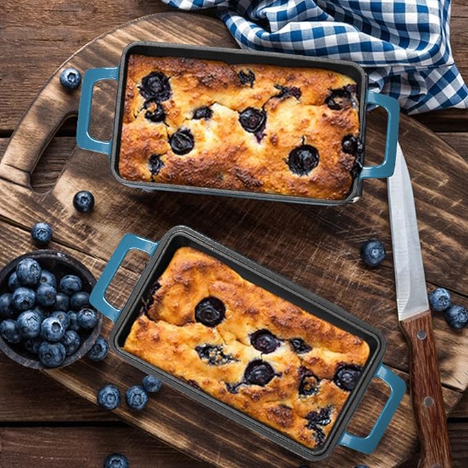Leonyo 2-in-1 Cast Iron Bread Pan with Lid, Enameled Cast Iron Loaf Pan, 9 x 6 inch Sourdough Baking Pan, Homemade Bread Dutch Oven for Pound Cake, Lasagna, Up to 500℉ & Blackish Green