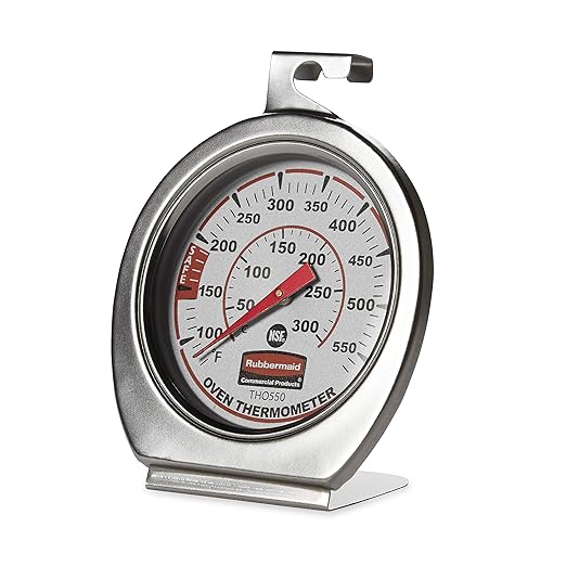 Rubbermaid Commercial Products Stainless Steel Monitoring Thermometer, Safe for Inside Oven/Grill/Smoker, 60-580°F Range, Easy to Read Food Thermometer For Food Resturant/Home Cooking