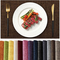 KXN Placemats Set of 8, Dual-Layer Thickened Faux Linen Table Mats, Heat Resistant & Wrinkle-Free, Machine Washable Cloth Place Mats for Kitchen Dining Indoor Outdoor (Brown)