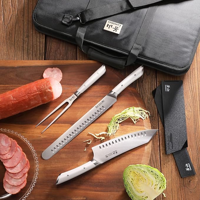 Cangshan HELENA Series German Steel Forged BBQ Knife Set (White, 9-Piece Bag Set)