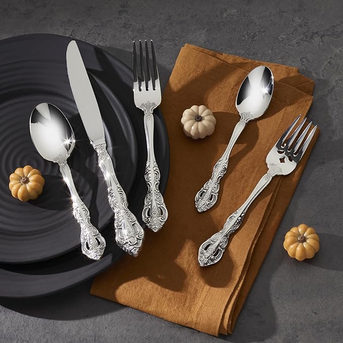 Oneida Silverware Set, Michelangelo Fine Flatware Tall Drink Spoon, Service For 1, Dishwasher Safe, 18/10 Stainless Steel, Mirror Finish, Home and Kitchen Utensils, Long Drink Spoon (Silver, 1 Piece)