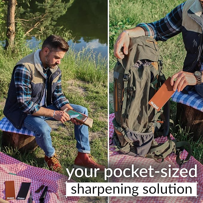 Hutsuls Black Leather Strop with Compound - Get Razor-Sharp Edges with Stropping Kit, Green Honing Compound & Vegetable Tanned Two Sided Leather Strop Knife Sharpener Step-by-Step Guide Included
