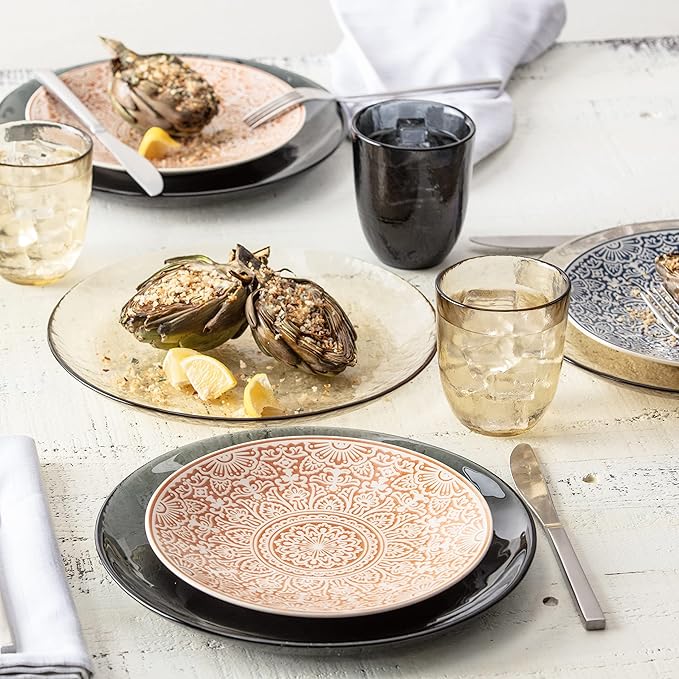 Fortessa Los Cabos Glass Dinnerware Collection, Dinner Plate (Set of 4), 10.5 Inch, Clear