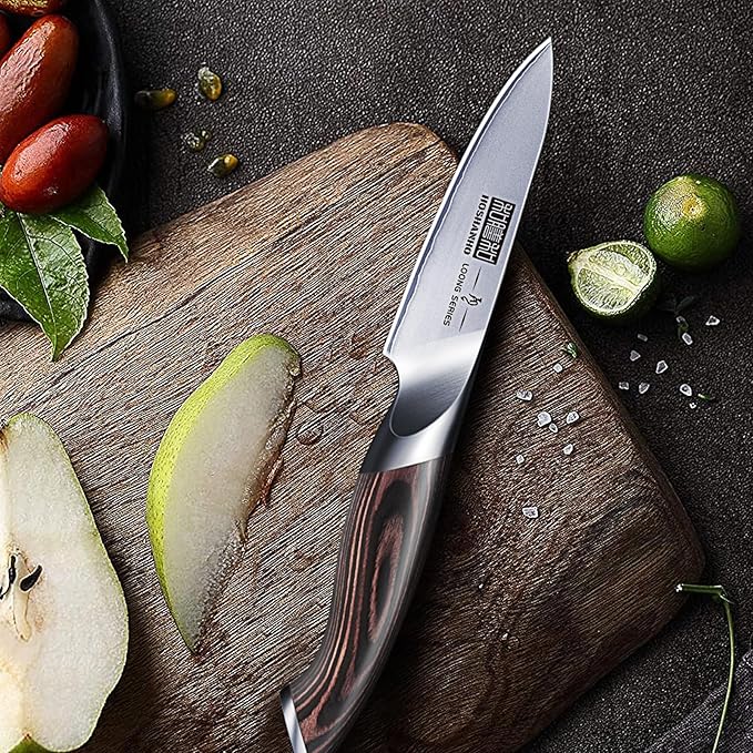 HOSHANHO 3.75 inch Paring Knife, Japanese High Carbon Stainless Steel Small Kitchen Knives, Ultra Sharp Fruit Knife with Ergonomic Pakkawood Handle