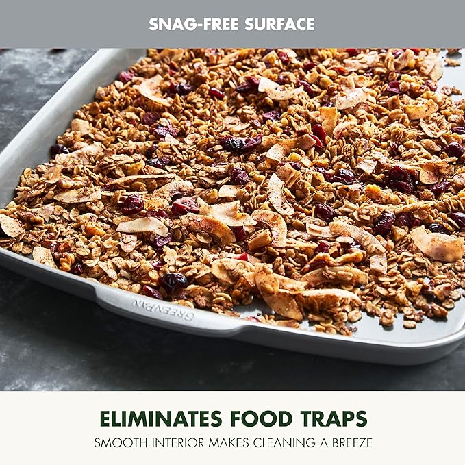 GreenPan Premiere Ovenware Healthy Ceramic Nonstick 18" x 13" Half Rectangular Baking Pan, PFOA & PFAS-Free, Warp-Free Bakeware, Durable Quick Heating Tray, Oven Safe to 600F, Dishwasher Safe, Gray
