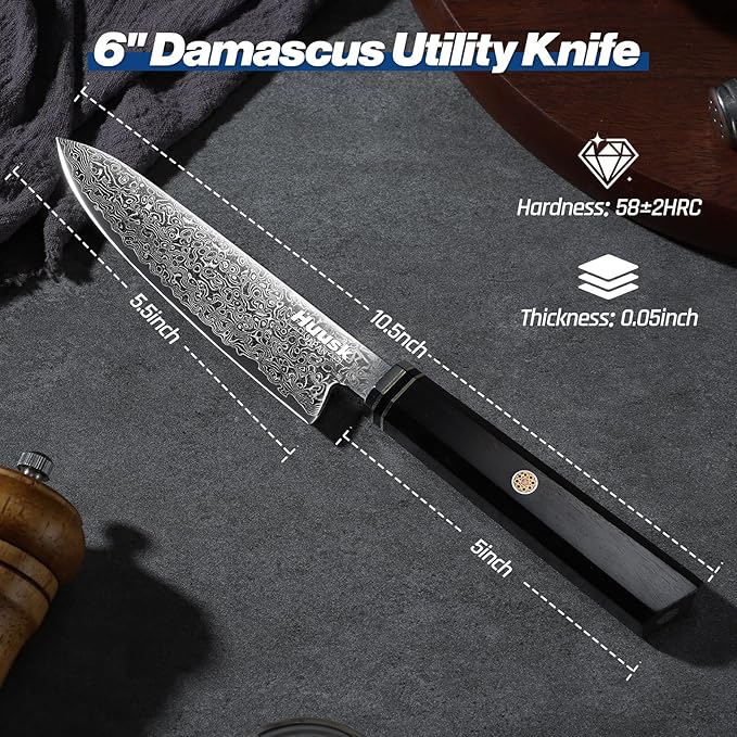 Huusk Damascus Utility Knife Japanese