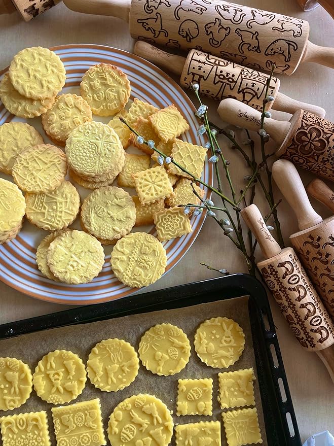 Embossed Rolling Pin for Ceramic WILD POPPY. Clay Roller and Ceramic Stamp for Embossing Pottery. Baking Gifts for Women by Algis Crafts for Embossed Cookies