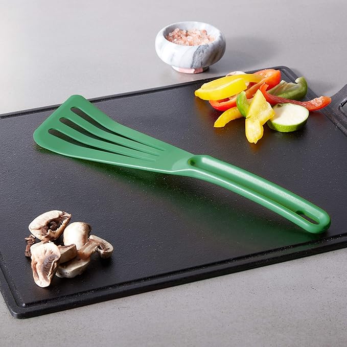 Mercer Culinary Hell's Tools Hi-Heat Slotted Spatula, 12 Inch x 3.5 Inch, Green