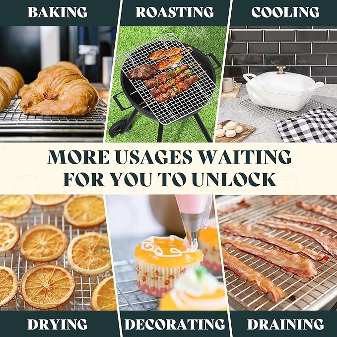 Cooling Racks for Cooking and Baking - 8.5"x12" Oven Safe Premium Stainless Steel Heavy Duty Baking Rack Tight-Wire, Fits Quarter Sheet Pan for Roasting & Grilling & Cooking - 1 Pack