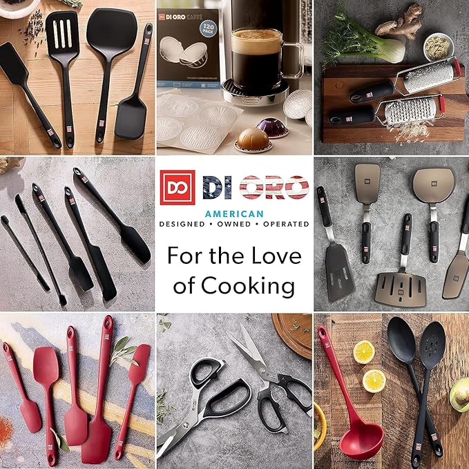 DI ORO Silicone Spoon Spatula - Forever Warranty - 600°F Heat-Resistant Large Silicone Spoonula Scraper - BPA Free Nonstick Cookware Safe Rubber Kitchen Utensil for Baking, Cooking, & Mixing (Mint)