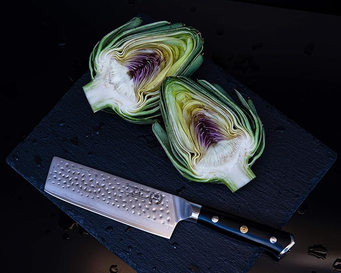 Regalia Nakiri (Usuba) Vegetable Chef Knife: Best 6-Inch Japanese AUS10 67-layer high Carbon Stainless Damascus Steel Asian Vegetable Cleaver Shaped Blade W/Hammered Finish, G-10 Handle