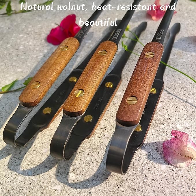 Premium Cooking Tongs - 304 Stainless Steel & Walnut Wood, Comfortable Grip, Non-Slip Design, High Heat Resistant - Ideal for Home, Kitchen, Barbecue & Frying Steak, 9-Inch, Black