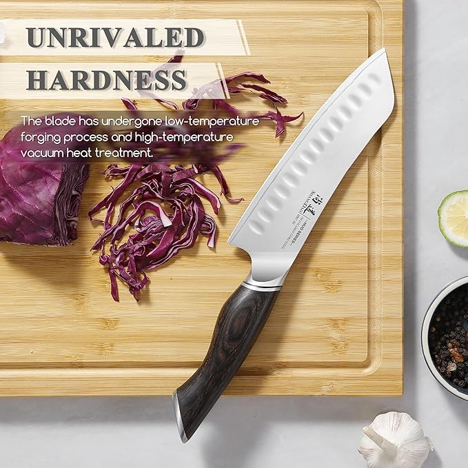 SHANGDAO 7 Inch Japanese Santoku Chef Knife, VG10 Stainless Steel Kitchen Cooking Knife with Pakkawood Handle Gift Box