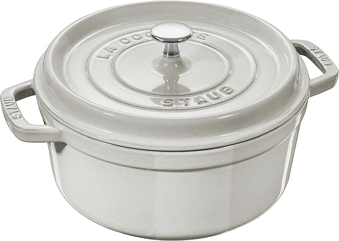 Staub Cast Iron 2.75-qt Round Cocotte - White Truffle, Made in France