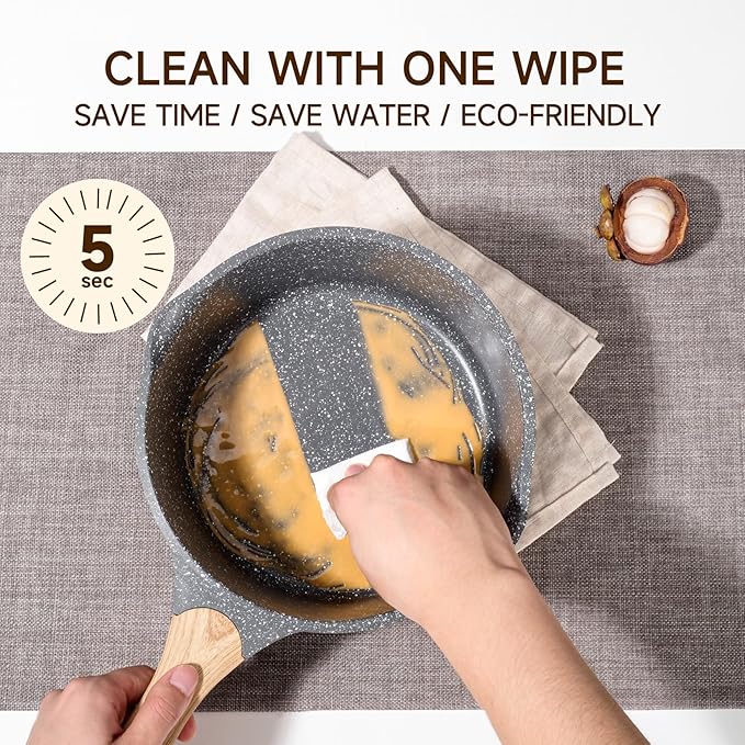 JEETEE 2.5 Quart Sauce Pan with Lid, Non Stick Small Pot with Coating, Masterclass Cookware Sauce Pot for Cooking, PFOA/PFOS Free