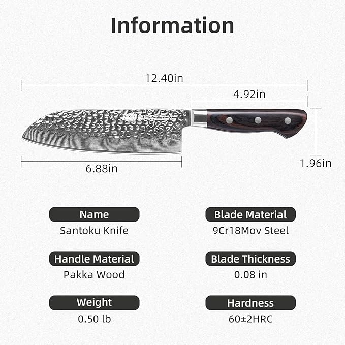 FINDKING 7 Inch Damascus Santoku Knife,Versatile Japanese-Inspired Chef Knife, Multifunctional Asian Culinary for Vegetable Preparation (Raven Series)