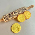 ECHO Embossing Rolling Pin with Ornamental Bloom Pattern – Dough and Clay Roller for Embossed Cookies and Pottery - Cookie and Ceramic Stamp - Baking Gifts for Women by Algis Crafts