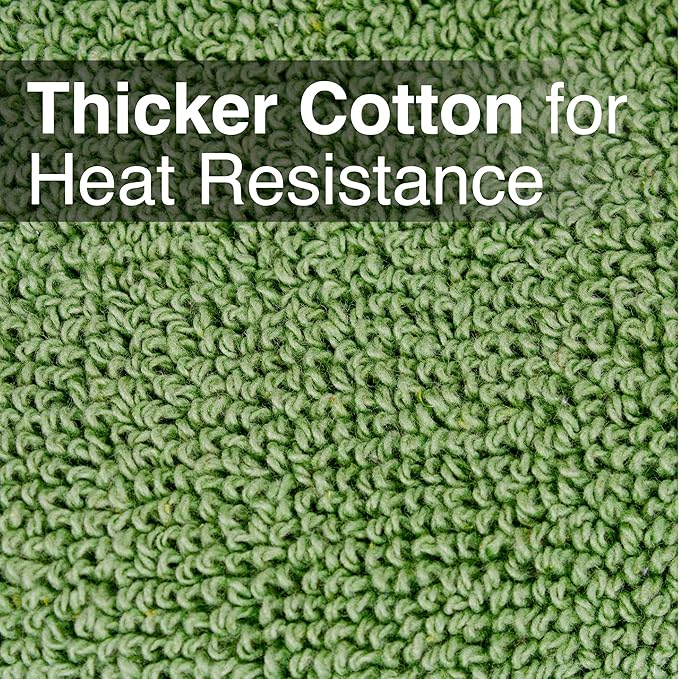 RITZ Terry Potholder & Hot Pad: Unparalleled Heat Resistant, Durable 100% Cotton – Ergonomically Designed for Optimal Grip – Easy-Care Machine Washable – 4-Pack, Cactus Green