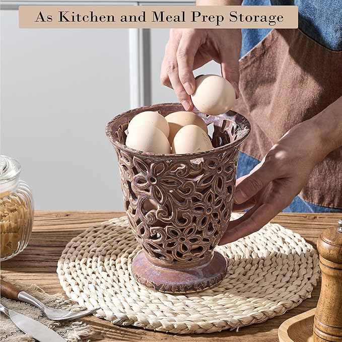 Utensil Holder for Kitchen Counter, Modern Farmhouse Cooking Utensil Holder and Crock Home Kitchen Decor, Ceramic Utensil Organizer for Spatula, Ladle, Eggbeater, Rolling Pin- Kiln-Transformed Purple