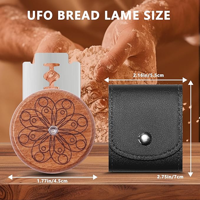 UFO Bread Lame Cutter for Homemade Sourdough,Bread Scorer Tool for Sourdough with 5 Blades and Storage Cover,Slashing Tool Bread Cutting Knife for Artisan Bread and Makers (Circle-black)