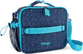 Bentgo Kids Lunch Bag - Double-Insulated, Reusable Lunch Bag for Kids 3+ with Adjustable Strap; Holds Lunch Box/Water Bottle/Snacks; Easy-Clean, Water-Resistant & Pockets (Confetti - Abyss Blue)
