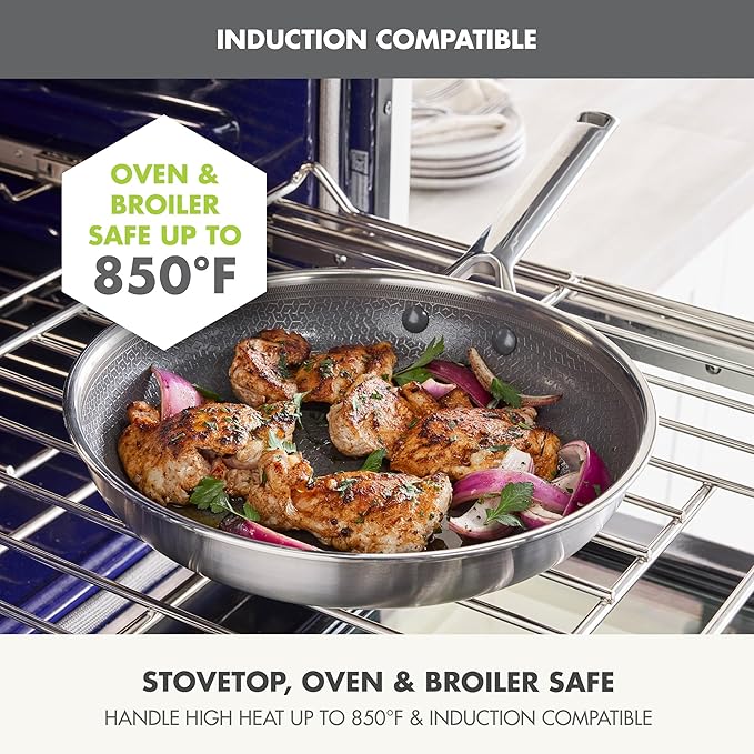 GreenPan Hybrid 9.5” & 11” Nonstick Stainless Steel Frying Pan Set, APEX Tri-Ply Thermobond PFAS-Free Ceramic Skillets, Induction & All Cooktop Compatible, Oven Temp to 850°F, Dishwasher Safe, Silver