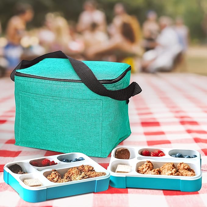 DISCOUNT PROMOS Insulated Cooler Lunch Bag Set of 10, Bulk Pack - Perfect for Work, Travel, Outdoor Events - Mint